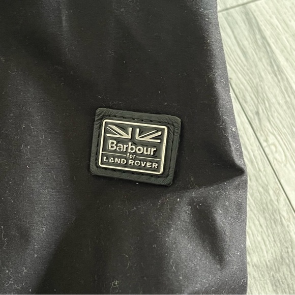 Barbour x Land Rover Jacket Sz L Black Wax Canvas and Leather Collar - Picture 8 of 12